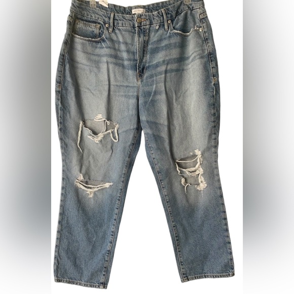 NWT Good American Good Boy Distressed High Rise Jean SN: GB050T Indigo Size 16 - Picture 4 of 17